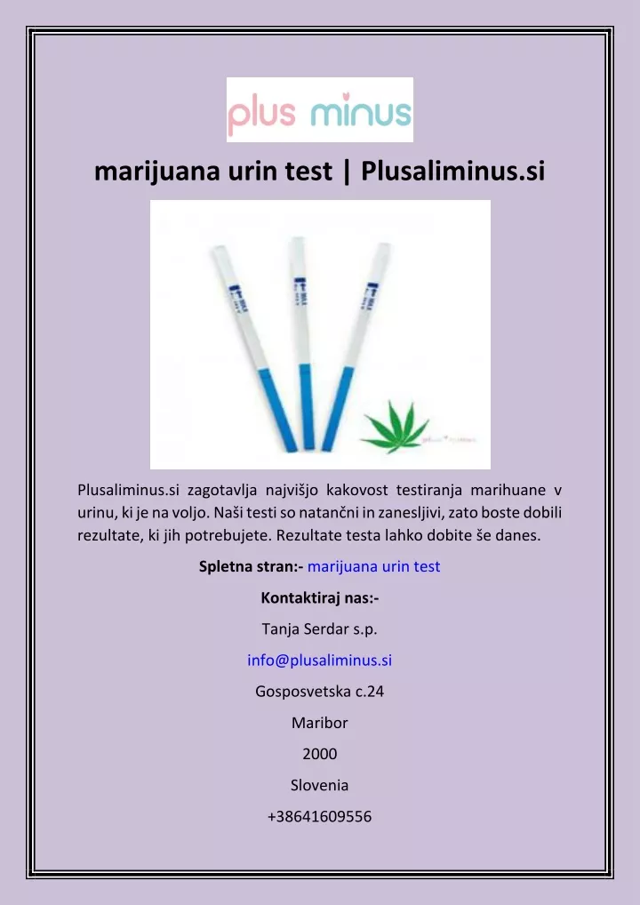 marijuana urin test plusaliminus si