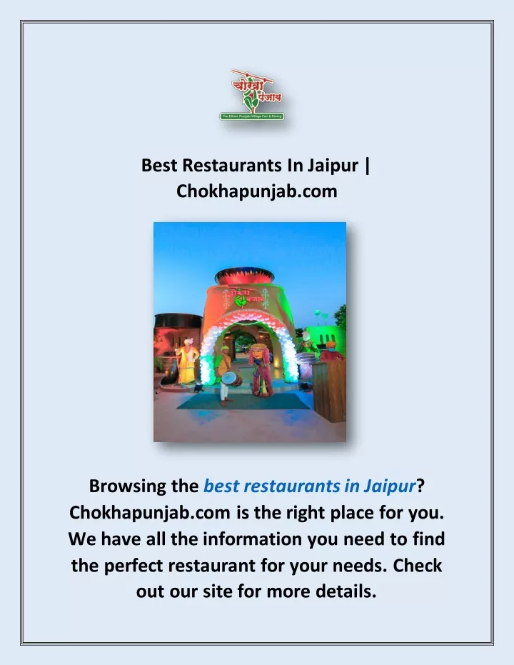best restaurants in jaipur chokhapunjab com