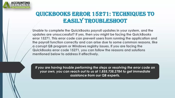 quickbooks error 15271 techniques to easily troubleshoot
