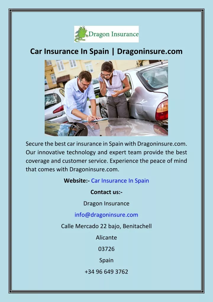 car insurance in spain dragoninsure com