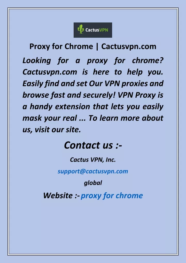 proxy for chrome cactusvpn com