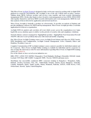 This Micro Focus ArcSight Training pdf