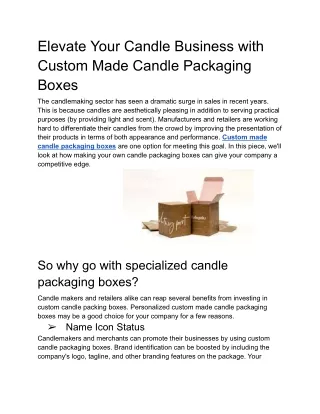 Elevate Your Candle Business with Custom Made Candle Packaging Boxes