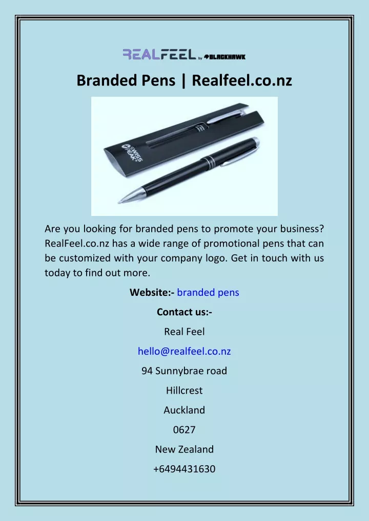 branded pens realfeel co nz