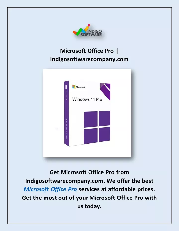 microsoft office pro indigosoftwarecompany com