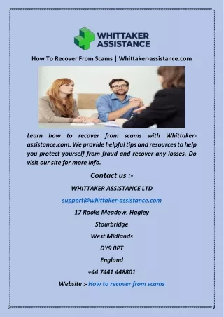 how to recover from scams whittaker assistance com