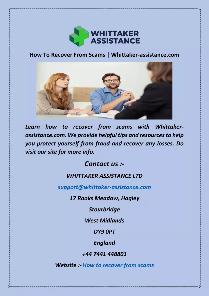 how to recover from scams whittaker assistance com