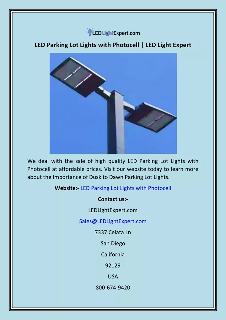led parking lot lights with photocell led light
