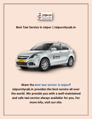 Best Taxi Service in Jaipur | Jaipurcitycab.in