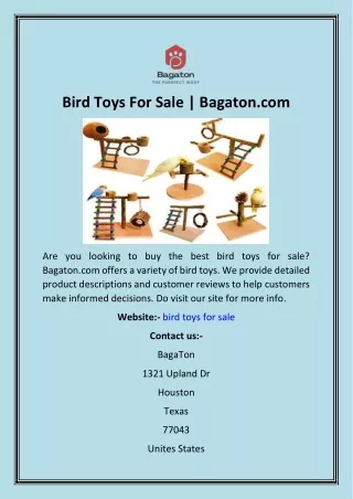 Bird Toys For Sale  Bagaton