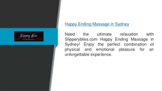 Happy Ending Massage In Sydney  Slipperybliss.com