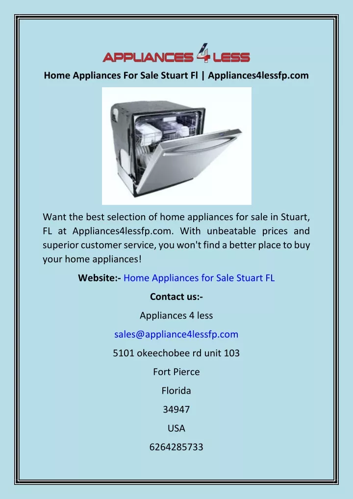 home appliances for sale stuart