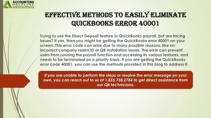 effective methods to easily eliminate quickbooks error 40001