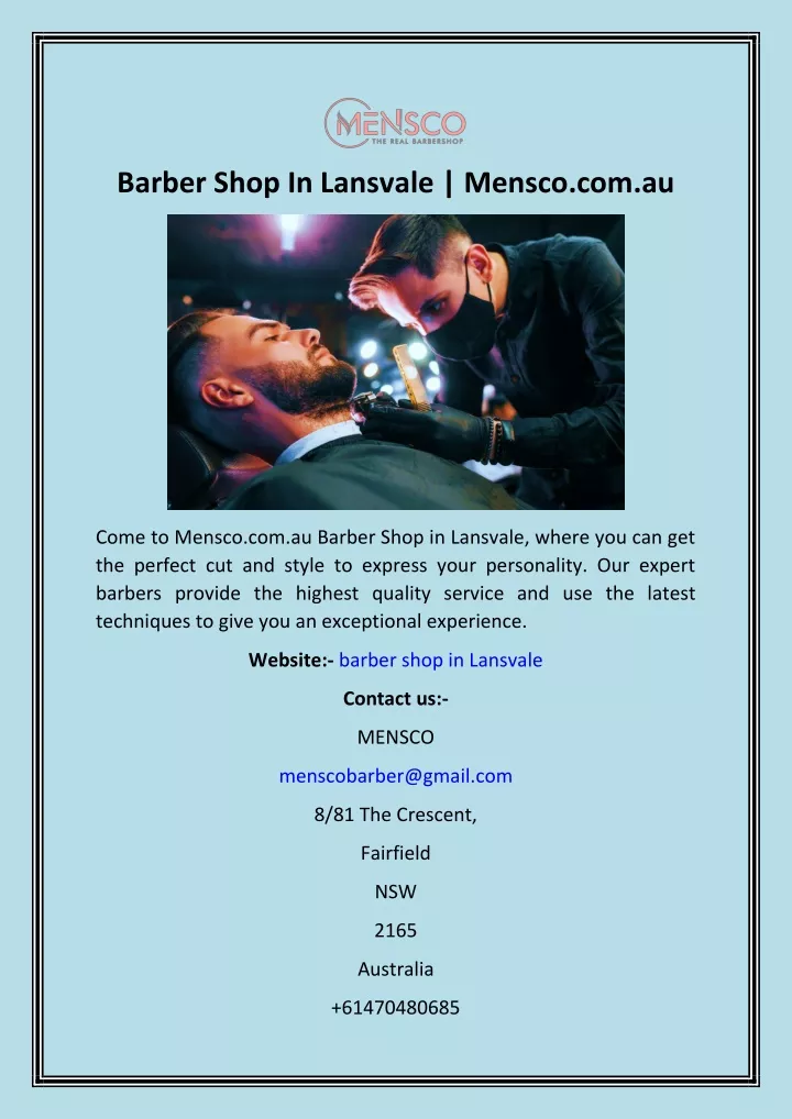 barber shop in lansvale mensco com au
