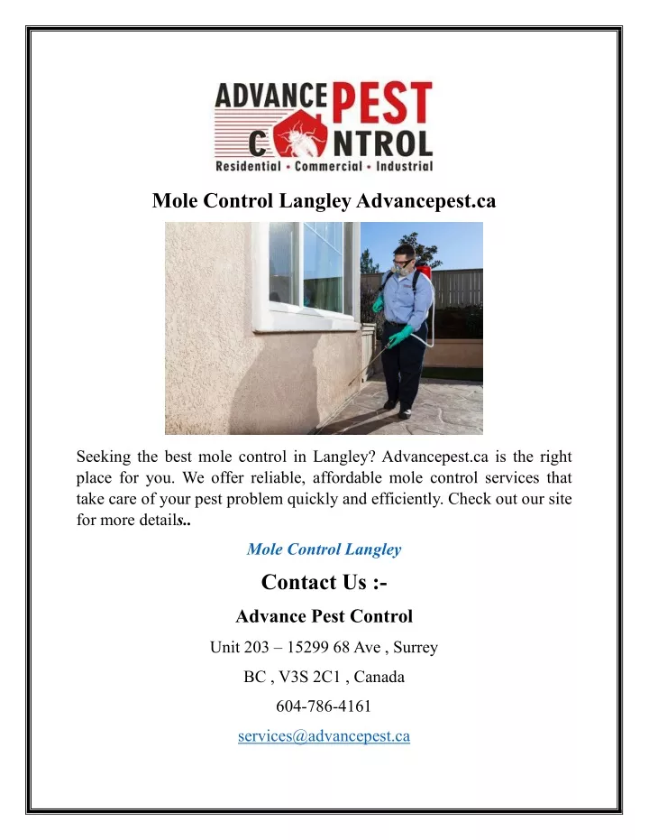 mole control langleyadvancepest ca