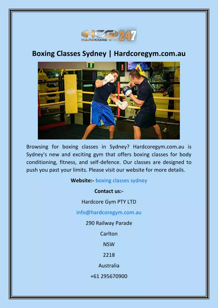 boxing classes sydney hardcoregym com au