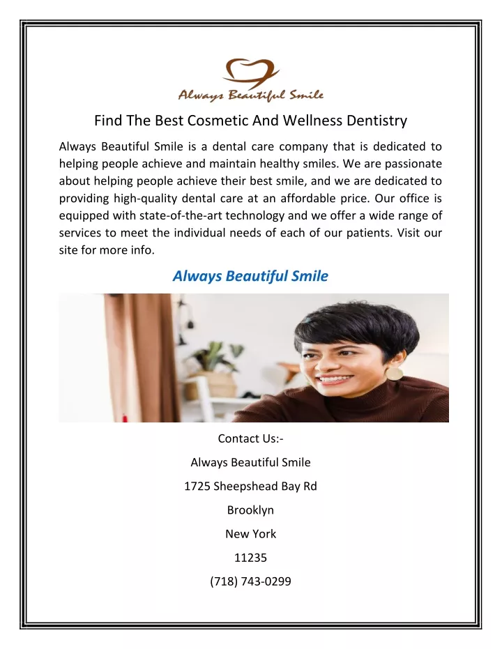 find the best cosmetic and wellness dentistry
