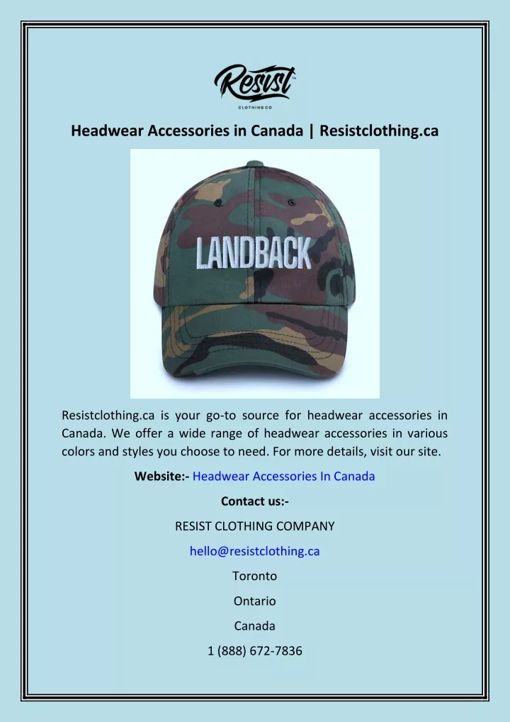 headwear accessories in canada resistclothing ca