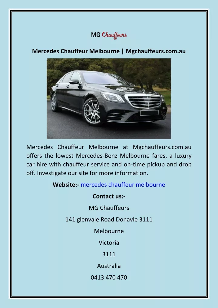 mercedes chauffeur melbourne mgchauffeurs com au