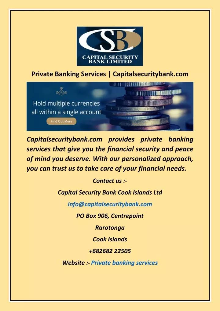 private banking services capitalsecuritybank com