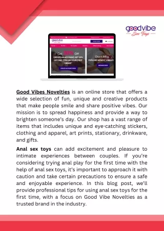 Good Vibes Novelties - Anal Sex Toys
