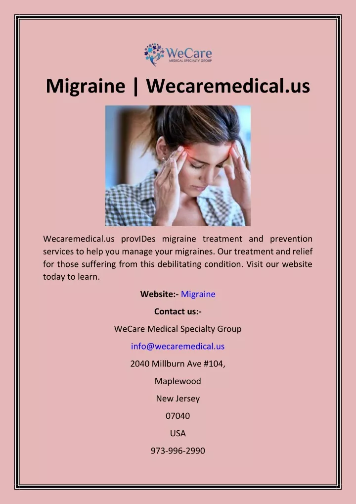 migraine wecaremedical us