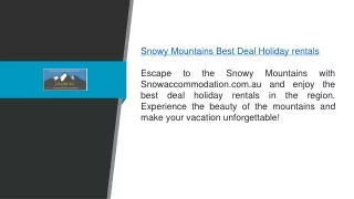 Snowy Mountains Best Deal Holiday Rentals  Snowaccommodation.com.au