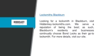 Locksmiths Blackburn  Hiddenkey-locksmiths.com