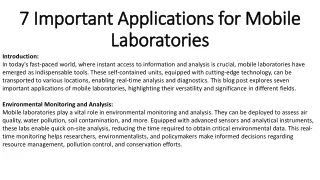 7 Important Applications for Mobile Laboratories