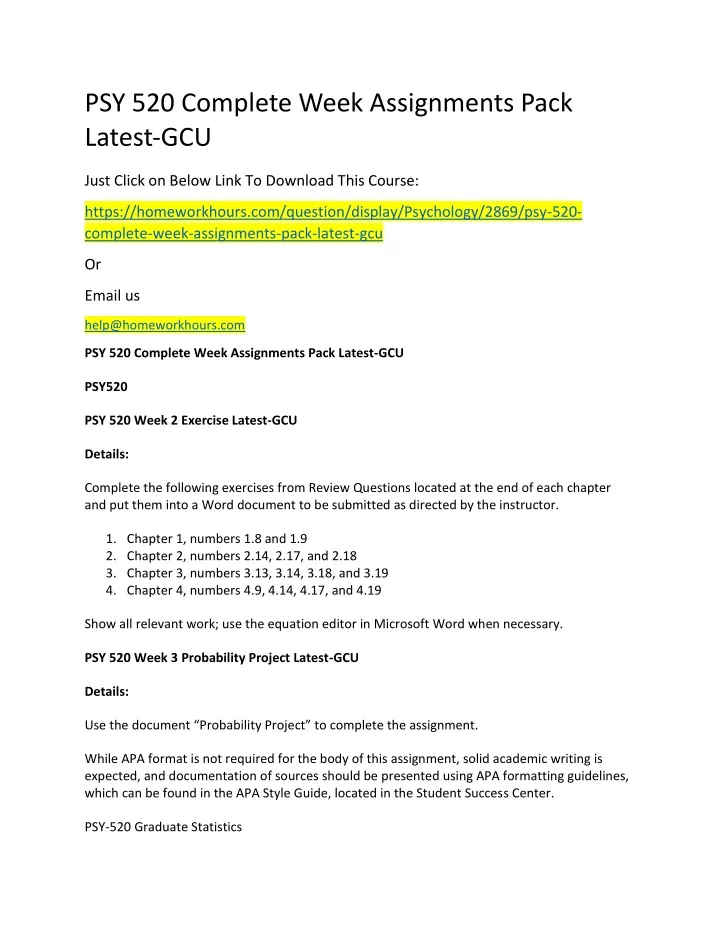 psy 520 complete week assignments pack latest gcu