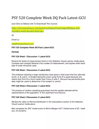 psy 520 complete week dq pack latest gcu
