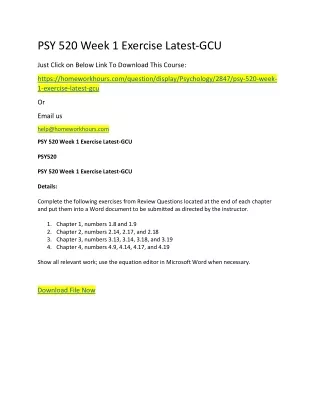 psy 520 week 1 exercise latest gcu