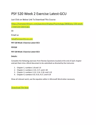 psy 520 week 2 exercise latest gcu