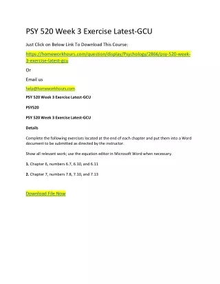psy 520 week 3 exercise latest gcu