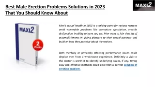 Best Male Erection Problems Solutions in 2023 That You Should Know About
