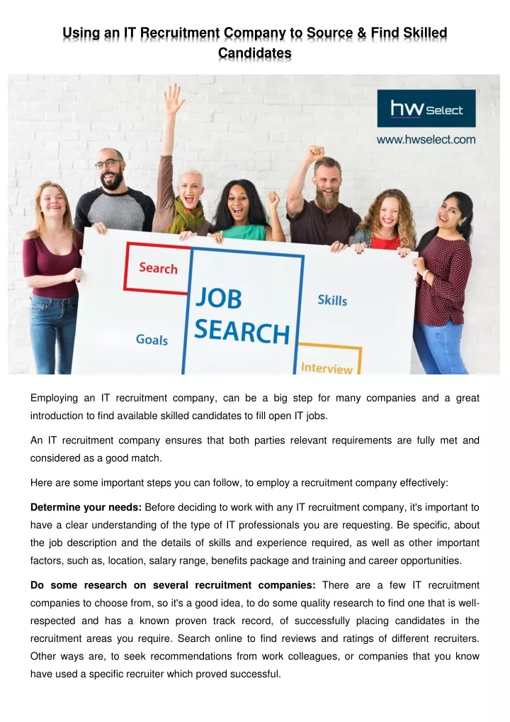 using an it recruitment company to source find