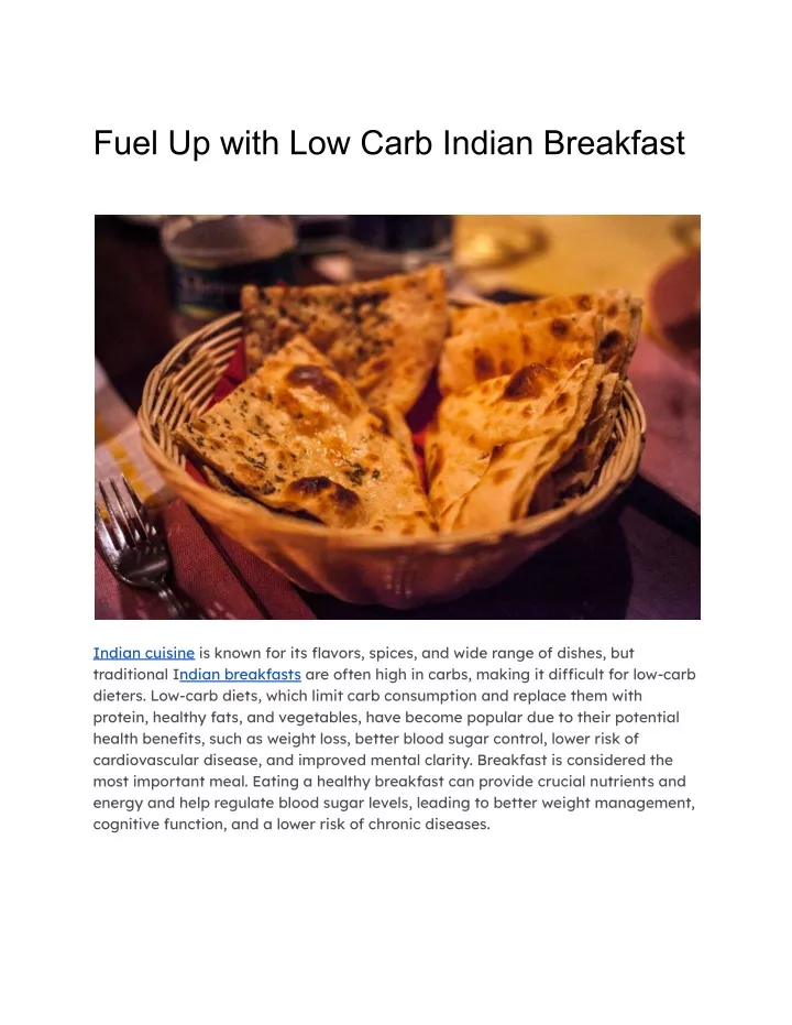 fuel up with low carb indian breakfast