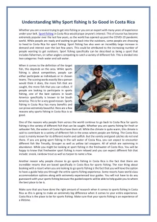 Understanding Why Sport fishing Is So Good in Costa Rica