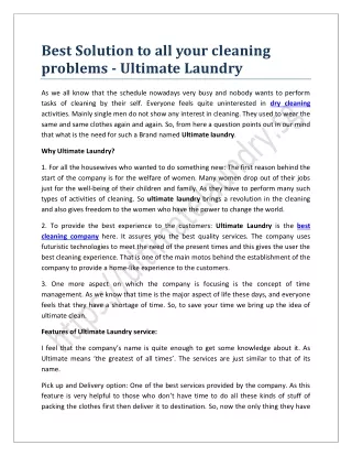 Best Solution to all your cleaning problems - Ultimate Laundry