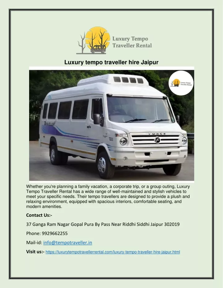 luxury tempo traveller hire jaipur