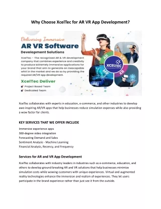 why choose xceltec for ar vr app development