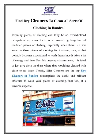 find dry cleaners to clean all sorts of