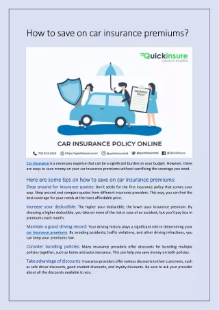 how to save on car insurance premiums