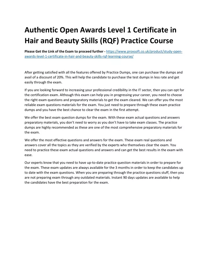 authentic open awards level 1 certificate in hair