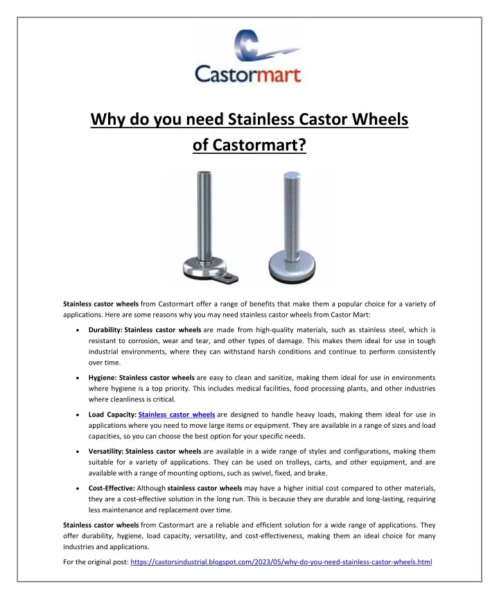 why do you need stainless castor wheels