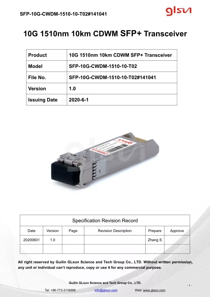 sfp 10g cwdm 1510 10 t02 141041