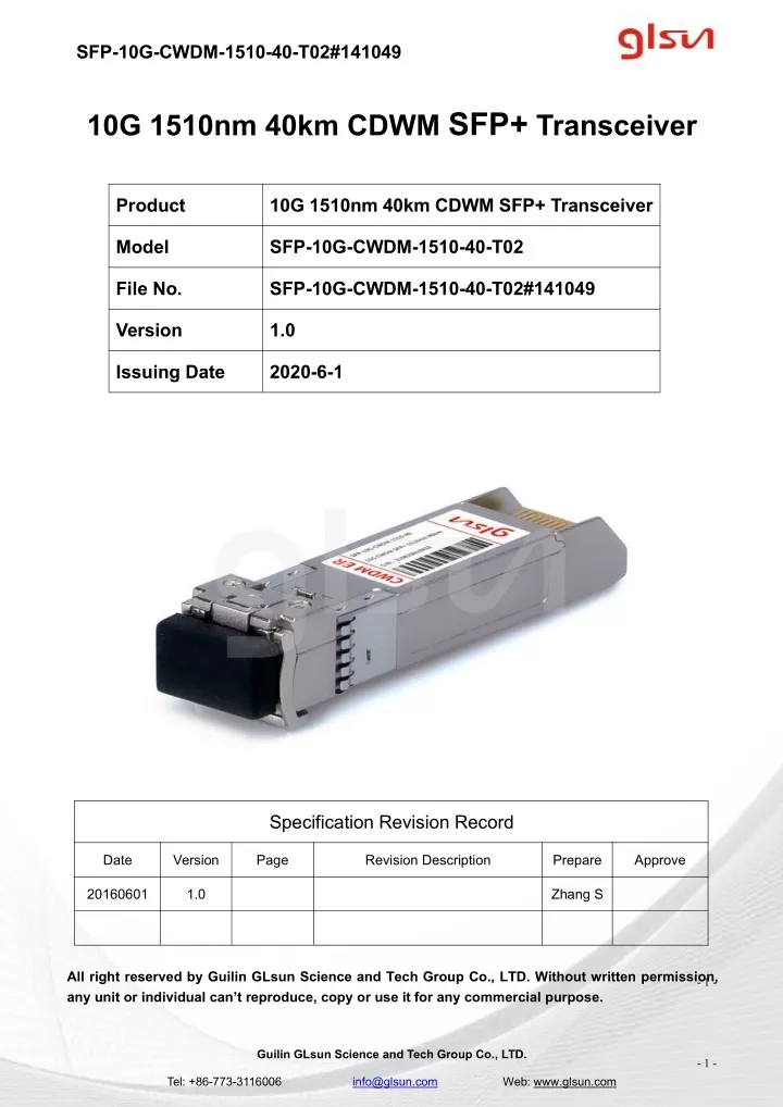 sfp 10g cwdm 1510 40 t02 141049