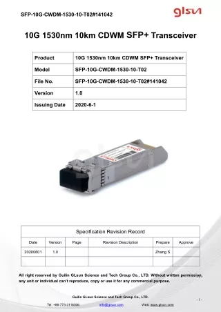 sfp 10g cwdm 1530 10 t02 141042