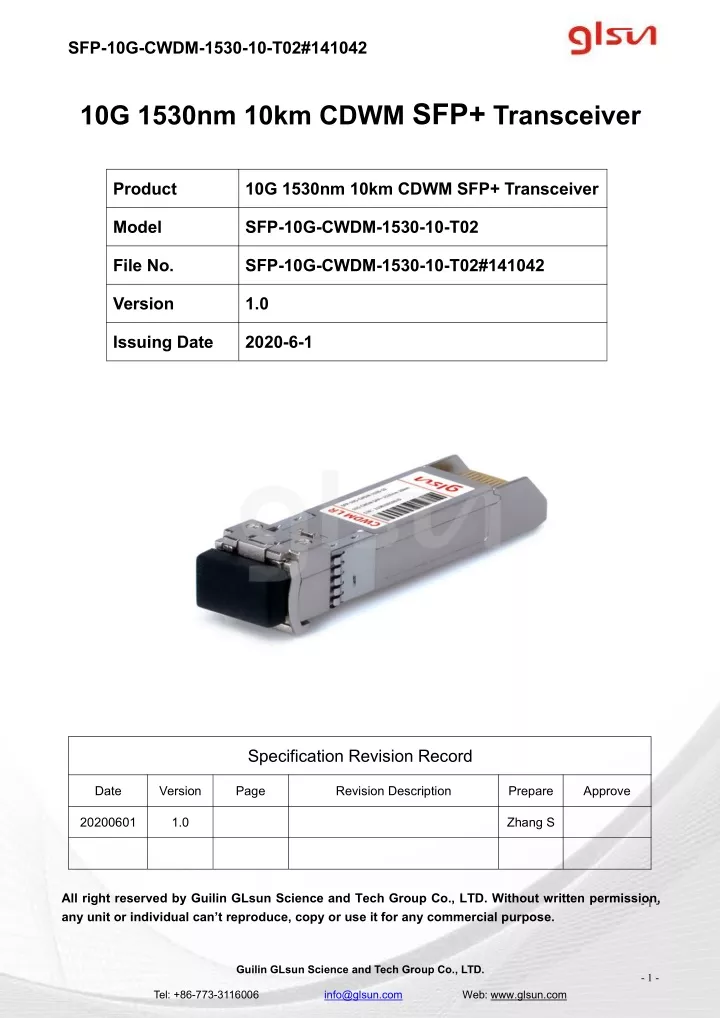 sfp 10g cwdm 1530 10 t02 141042