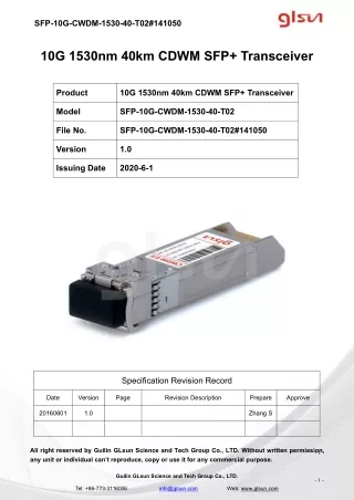 sfp 10g cwdm 1530 40 t02 141050